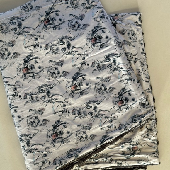 Dog Print Minky Blanket With Graphite Lapin Backing 60 By 82 New With Tags - Picture 2 of 6